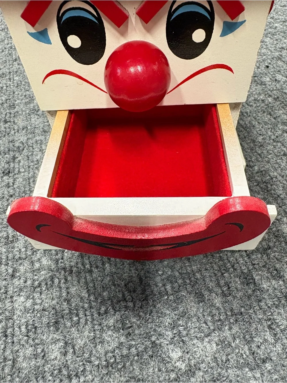 Vintage Wooden Japanese Clown Jewelry Box Plays Music